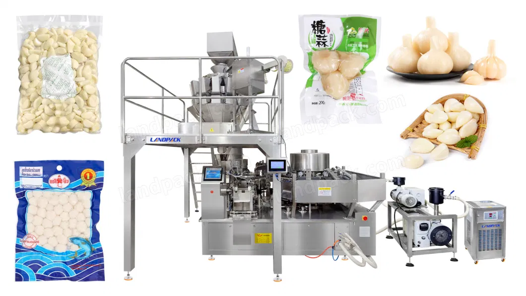 Fully Automatic Vacuum Premade Pouch Rotary Pickle/ Kimchi/ Dried Radish Giving Bag Pouch Sachet Packing Machine